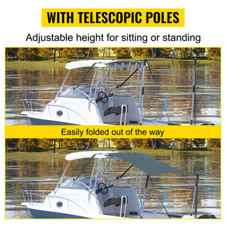 T-top Shade Extension UV-proof 600D Polyester Kit with Rustproof Steel Telescopic Poles waterproof T-Tops ＆ Bimini Top