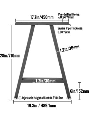 2pcs Industrial Metal Table Legs Table Desk Leg A-Shape Frame Furniture Legs Dining Coffee Table Stand Feet For Home DIY