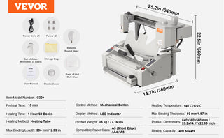 Thermal Binding Machine 400 Hot Glue Binding Machine Thermal Book 40mm Binding Thickness A3(Short Edge)/A4/A5 Document