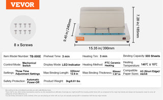 Thermal Binding Machine 400 Hot Glue Binding Machine Thermal Book 40mm Binding Thickness A3(Short Edge)/A4/A5 Document