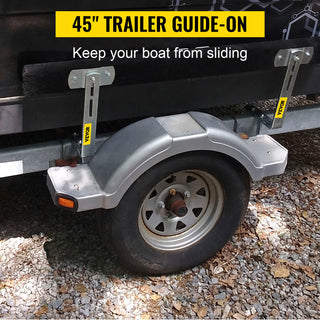 VEVOR 48" 2 PCS Rustproof Steel Trailer Guide ons Trailer Guides with Carpet-Padded Boards for Fishing Boat or Sailboat Trailer