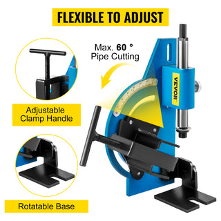 Pipe and Tube Notcher Hole Saw Notcher 0-60 Degree Rotation for Plumber Drilling Creating Cracks on Metal, Wood, PVC Board