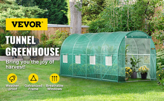 Walk-in Tunnel Greenhouse Galvanized Frame & Waterproof Cover 15x7x7/10x7x7/20x10x7/12x7x7 ft Greenhouses & Cold Frames