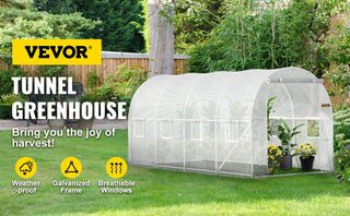 Walk-in Tunnel Greenhouse Portable Plant Hot House with Galvanized Frame & Waterproof Cover For Protecting Plants Grow