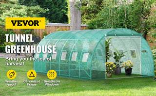 Walk-in Tunnel Greenhouse Galvanized Frame & Waterproof Cover 15x7x7/10x7x7/20x10x7/12x7x7 ft Greenhouses & Cold Frames