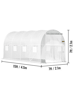 Walk-in Tunnel Greenhouse,Portable Plant Hot House w/ Galvanized Steel Hoops,3 Top Beams,4 Diagonal Poles,2 Zippered Doors