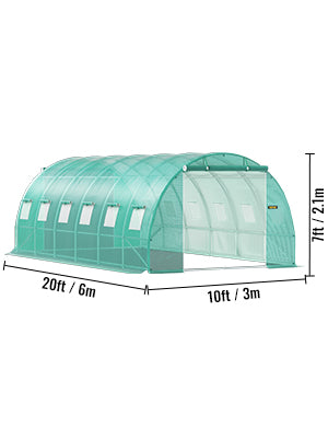 Walk-in Tunnel Greenhouse Galvanized Frame & Waterproof Cover 15x7x7/10x7x7/20x10x7/12x7x7 ft Greenhouses & Cold Frames