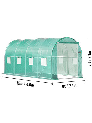 Walk-in Tunnel Greenhouse Galvanized Frame & Waterproof Cover 15x7x7/10x7x7/20x10x7/12x7x7 ft Greenhouses & Cold Frames