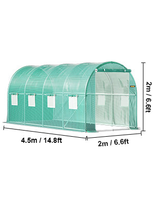 Walk-in Tunnel Greenhouse,Portable Plant Hot House w/ Galvanized Steel Hoops,3 Top Beams,4 Diagonal Poles,2 Zippered Doors