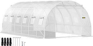 Walk-in Tunnel Greenhouse,Portable Plant Hot House w/ Galvanized Steel Hoops,3 Top Beams,4 Diagonal Poles,2 Zippered Doors