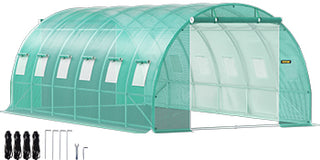 Walk-in Tunnel Greenhouse,Portable Plant Hot House w/ Galvanized Steel Hoops,3 Top Beams,4 Diagonal Poles,2 Zippered Doors