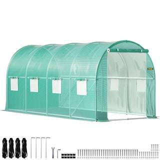 Walk-in Tunnel Greenhouse Galvanized Frame & Waterproof Cover 15x7x7/10x7x7/20x10x7/12x7x7 ft Greenhouses & Cold Frames