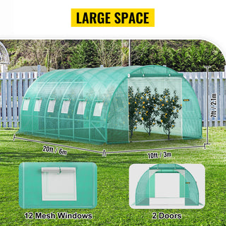 Walk-in Tunnel Greenhouse Galvanized Frame & Waterproof Cover 15x7x7/10x7x7/20x10x7/12x7x7 ft Greenhouses & Cold Frames