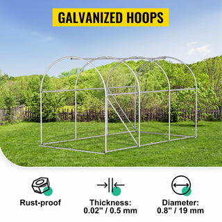 Walk-in Tunnel Greenhouse,Portable Plant Hot House w/ Galvanized Steel Hoops,3 Top Beams,4 Diagonal Poles,2 Zippered Doors