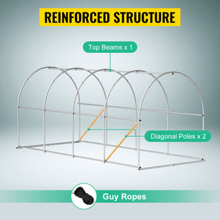 Walk-in Tunnel Greenhouse Galvanized Frame & Waterproof Cover 15x7x7/10x7x7/20x10x7/12x7x7 ft Greenhouses & Cold Frames