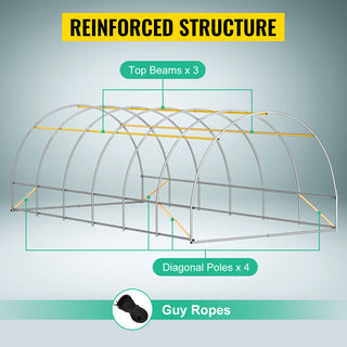 Walk-in Tunnel Greenhouse Galvanized Frame & Waterproof Cover 15x7x7/10x7x7/20x10x7/12x7x7 ft Greenhouses & Cold Frames