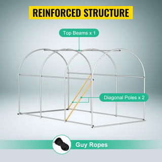 Walk-in Tunnel Greenhouse,Portable Plant Hot House w/ Galvanized Steel Hoops,3 Top Beams,4 Diagonal Poles,2 Zippered Doors