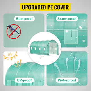 Walk-in Tunnel Greenhouse Galvanized Frame & Waterproof Cover 15x7x7/10x7x7/20x10x7/12x7x7 ft Greenhouses & Cold Frames