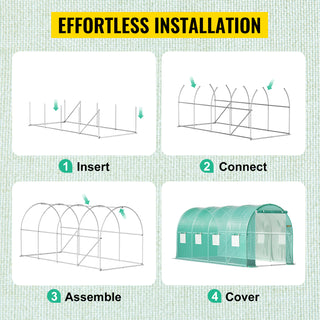 Walk-in Tunnel Greenhouse Galvanized Frame & Waterproof Cover 15x7x7/10x7x7/20x10x7/12x7x7 ft Greenhouses & Cold Frames