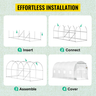 Walk-in Tunnel Greenhouse Portable Plant Hot House with Galvanized Frame & Waterproof Cover For Protecting Plants Grow