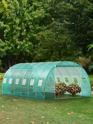 Walk-in Tunnel Greenhouse Galvanized Frame & Waterproof Cover 15x7x7/10x7x7/20x10x7/12x7x7 ft Greenhouses & Cold Frames