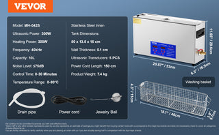 2/3/6/10/15/30L 300W Professional Ultra Sonic 40kHz Digital Ultrasonic with Timer&Heater with Basket for Gun Parts Bullets