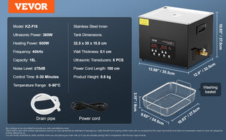 2/3/6/10/15/30L 300W Professional Ultra Sonic 40kHz Digital Ultrasonic with Timer&Heater with Basket for Gun Parts Bullets