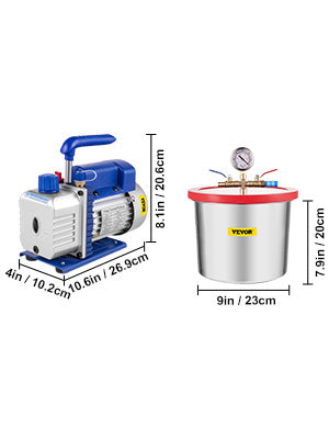 3CFM 4CFM Refrigerant Vacuum Pump W/ 1.5-5Gallon Vacuum Chamber Degassing for Household Air Conditioning, Auto Maintenance