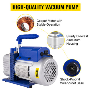 3CFM 4CFM Refrigerant Vacuum Pump W/ 1.5-5Gallon Vacuum Chamber Degassing for Household Air Conditioning, Auto Maintenance