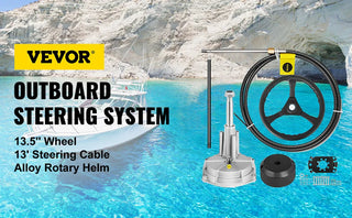 Outboard Steering System 13 Wheel Durable Marine Steering System Feet Boat Steering Cable with 13