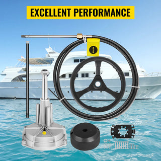 Outboard Steering System 13 Wheel Durable Marine Steering System Feet Boat Steering Cable with 13