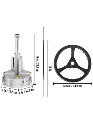 Outboard Steering System 13 Wheel Durable Marine Steering System Feet Boat Steering Cable with 13