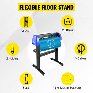 34 Inch Vinyl Cutter Machine With Floor Stand Vinly Sign Cutting Plotter Starter Kits Software Adjustable Force  Speed