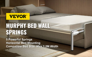 Murphy Wall Bed Hardware Kit Spring Mechanism Horizontal Stainless queen Size With 2 Steady Bed Legs Quick Set Up White