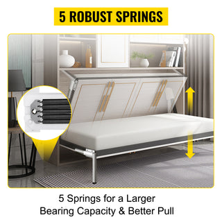 Murphy Wall Bed Hardware Kit Spring Mechanism Horizontal Stainless queen Size With 2 Steady Bed Legs Quick Set Up White