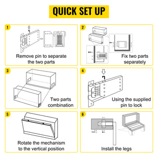 Murphy Wall Bed Hardware Kit Spring Mechanism Horizontal Stainless queen Size With 2 Steady Bed Legs Quick Set Up White