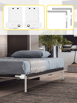 Murphy Wall Bed Hardware Kit Spring Mechanism Horizontal Stainless queen Size With 2 Steady Bed Legs Quick Set Up White