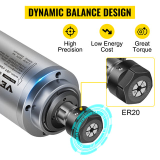 Water Cooled Spindle Motor 0.8KW- 3KW High Speed ER11 ER20 Collet for CNC Engraving Milling Machine & Frequency Converter