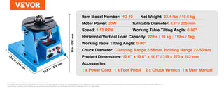 Rotary Welding Positioner 10KG Turntable Table Portable Welder Positioning Machine for Cutting Grinding Assembly Testing