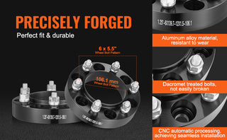 4 PCS 1.25" 6"x5" Wheel Adapters 106.1 mm Bore Hubcentric M12 x1.5 Studs Spacers Fit for 1979-2023 Toyota and Lexus