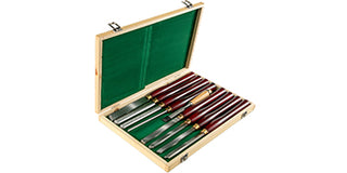 Woodworking Lathe Chisel Set 8/12 Piece Set Lathe Chisel HSS Steel Blades Wood Turning Tools Wooden Case for Storage